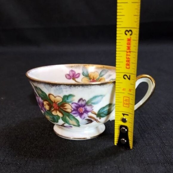 Vintage Porcelain Norcrest Japan Floral Iridescent Teacup and Saucer Set - Picture 13 of 13